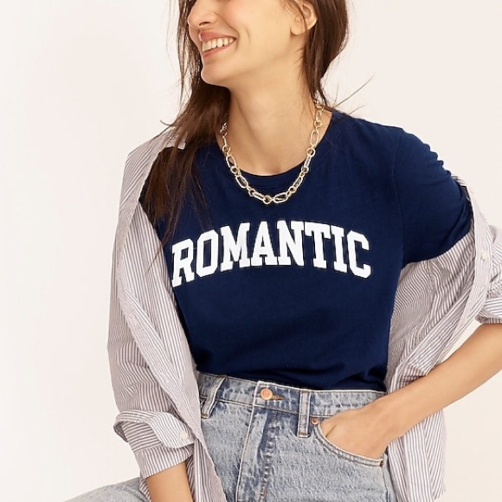 NWT J. Crew Navy Vintage Cotton “Romantic” Crewneck T-Shirt Size S